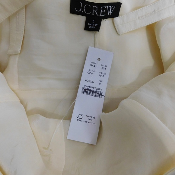 NWT!! J. CREW Pleated Drop-Waist Dress Crinkle Cotton Blend Natural Ivory Size 0 - Picture 13 of 15
